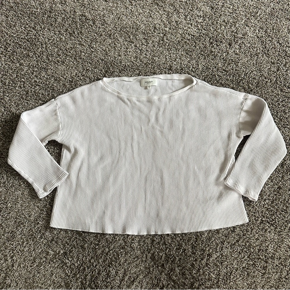 Moussy Vintage White Ribbed Long Sleeve Top